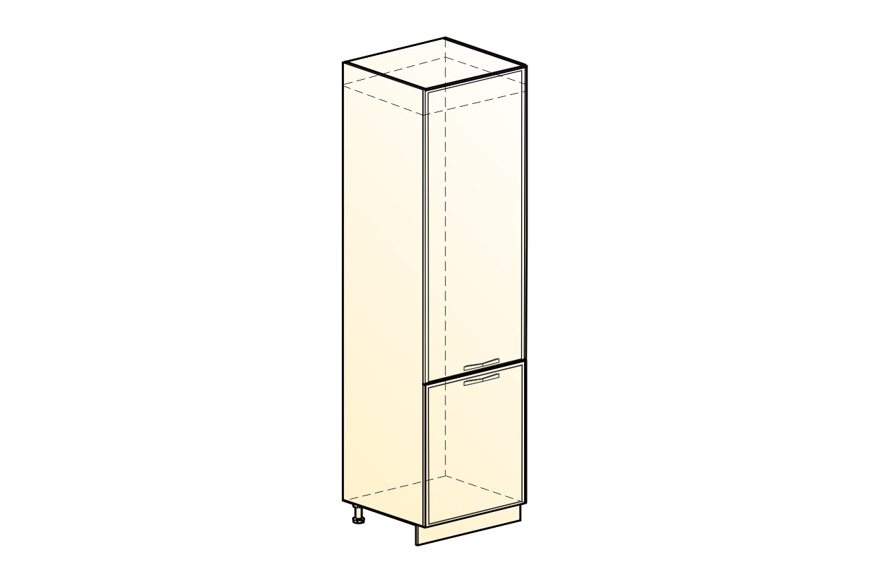 Яна Шкаф-пенал L600 под холодильник (2 дв.гл.) (белый/черный глянец)