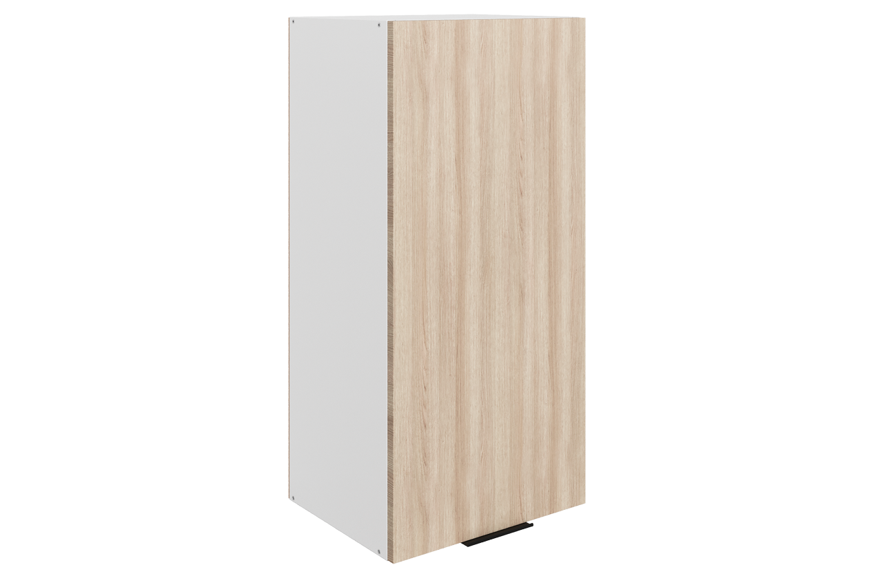 Стоун Шкаф навесной L400 Н900 (1 дв. гл.) (белый/кешью матовый)