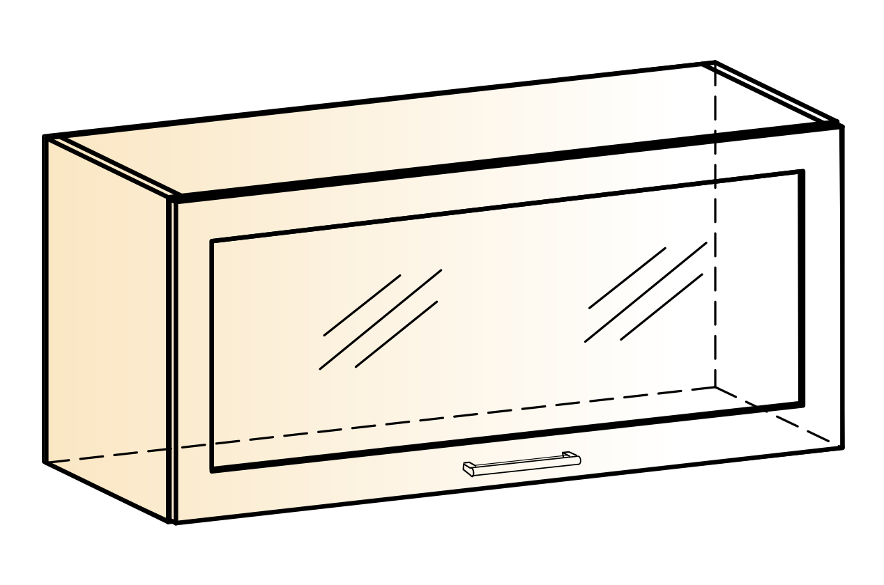 Яна Шкаф навесной L800 Н360 (1 дв. рам. гориз.) (белый/графит металлик)