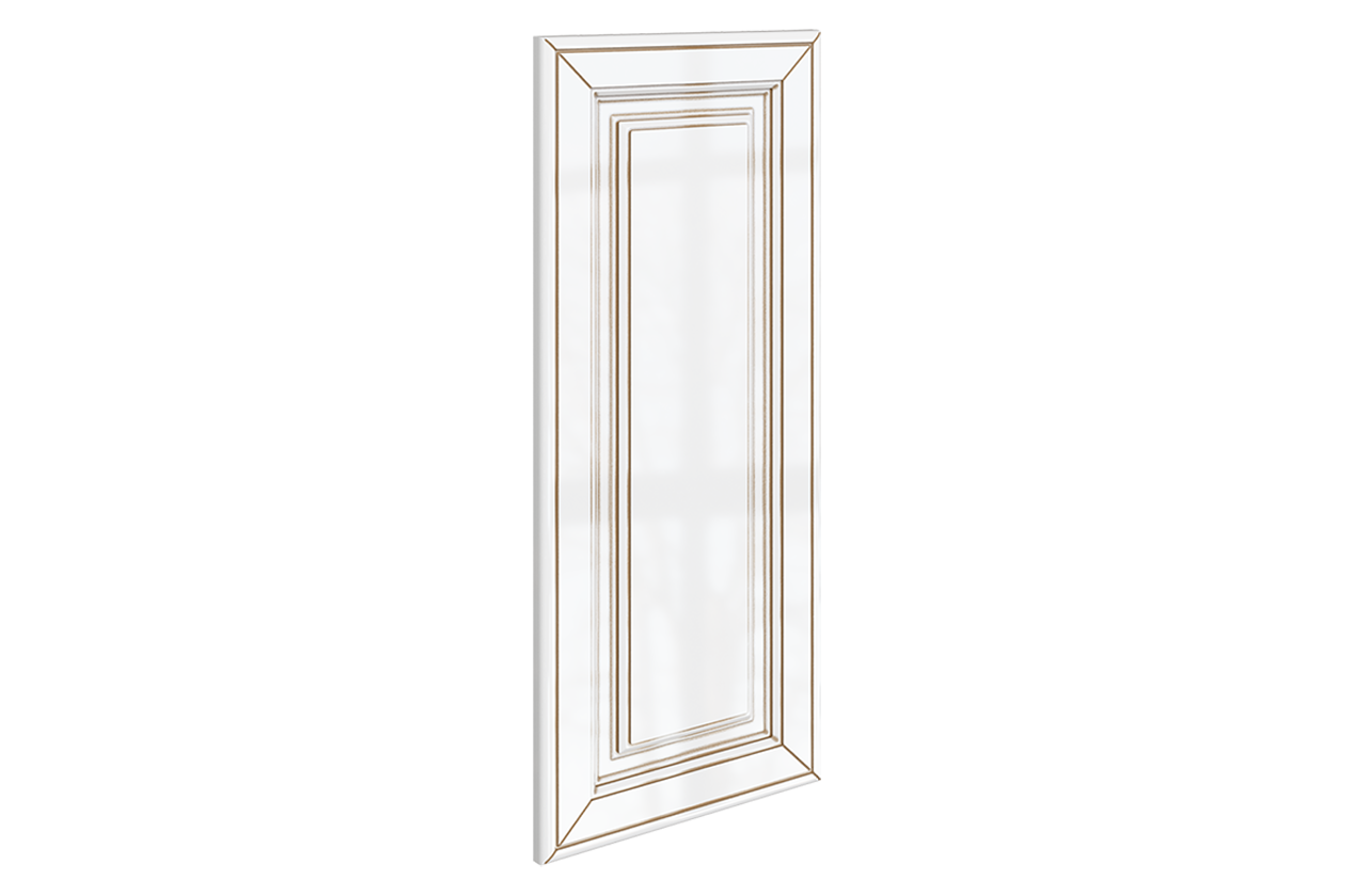Атланта Дверь (Декор) L297 Шкаф навесной (эмаль) (белый глянец патина золото)