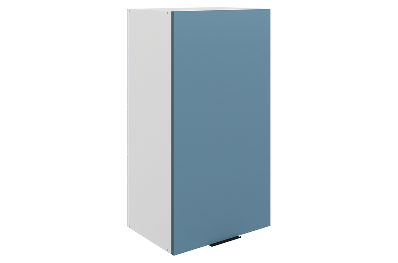 Стоун Шкаф навесной L450 Н900 (1 дв. гл.) (белый/изумруд софттач)