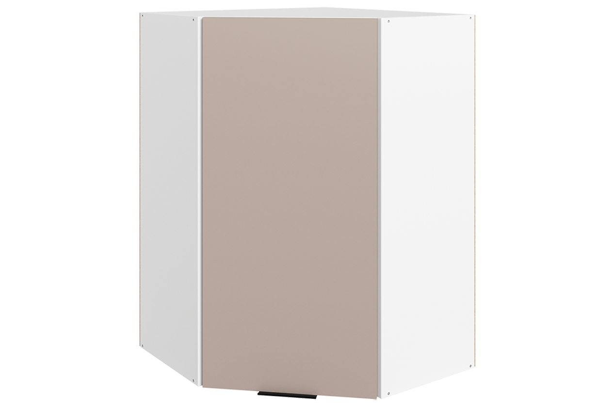 Стоун Шкаф навесной угл. L600х600 Н900 (1 дв. гл.) (белый/грей софттач)