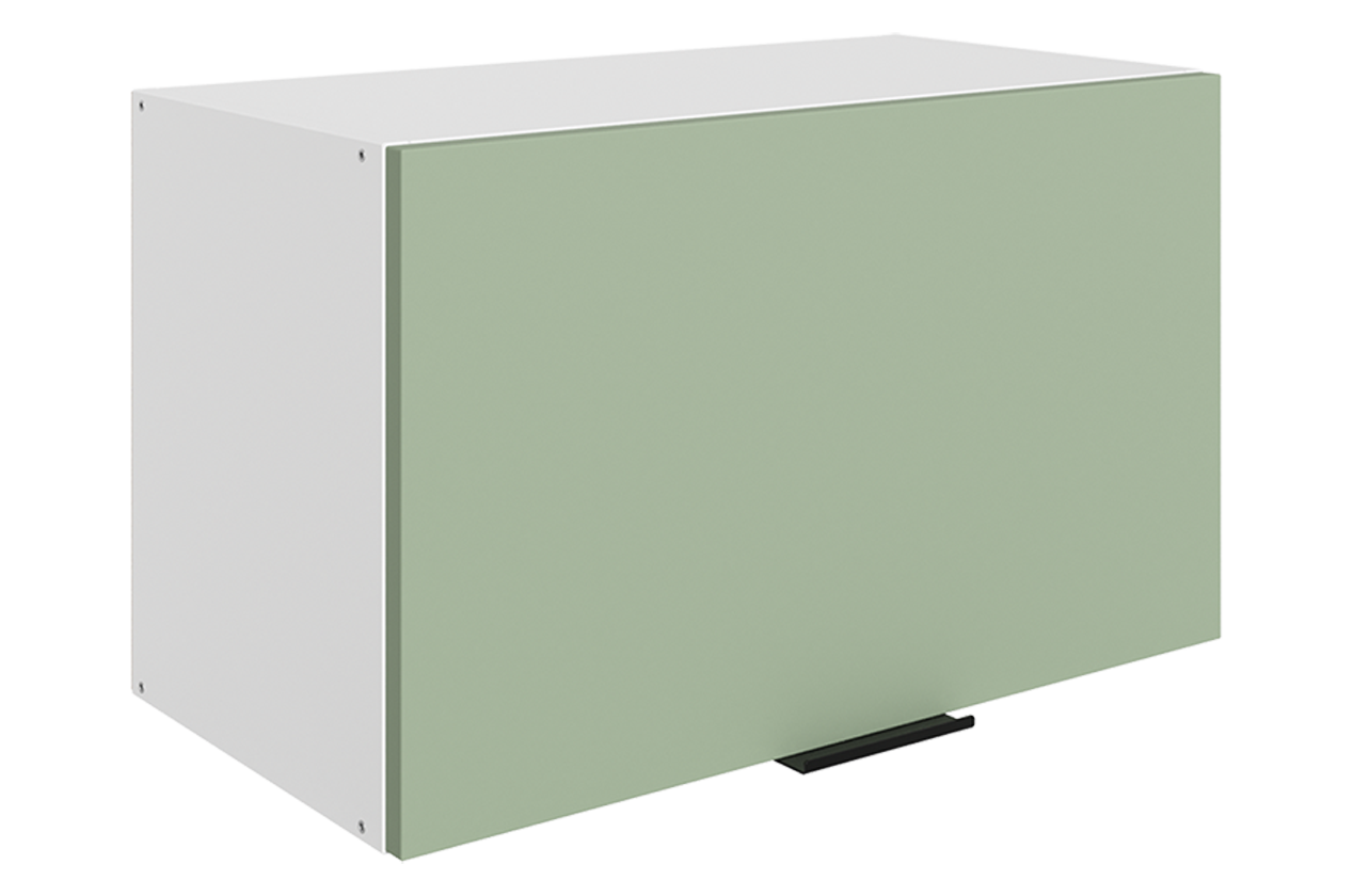 Стоун Шкаф навесной L600 Н360 (1 дв. гл.) (белый/полынь софттач)