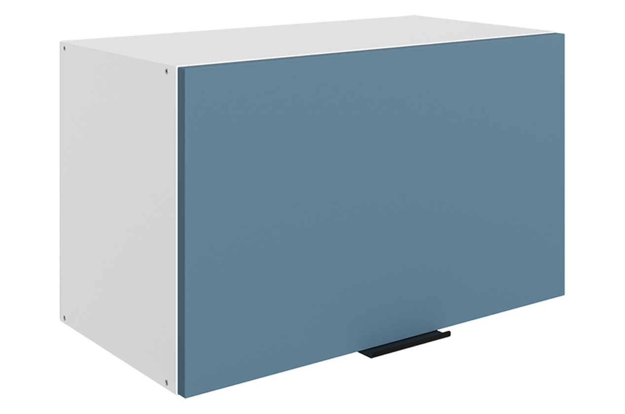 Стоун Шкаф навесной L600 Н360 (1 дв. гл.) (белый/изумруд софттач)