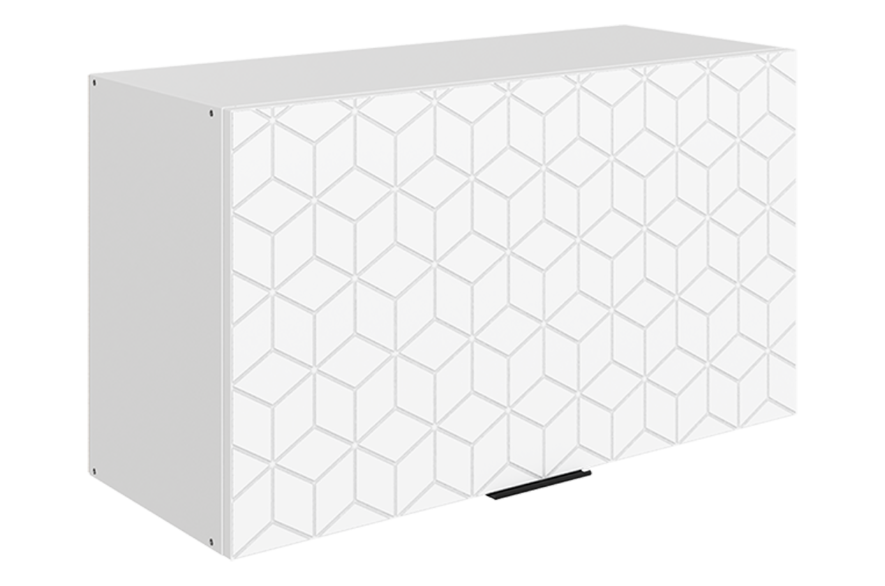 Стоун Шкаф навесной L800 Н450 (1 дв. гл. гориз.) с фрезеровкой (белый/джелато софттач)