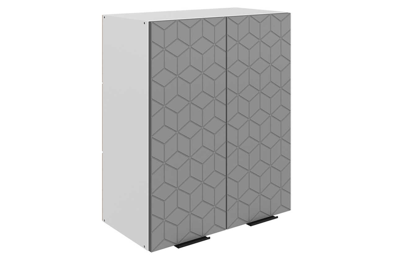 Стоун Шкаф навесной L600 Н720 (2 дв. гл.) с фрезеровкой (белый/оникс софттач)
