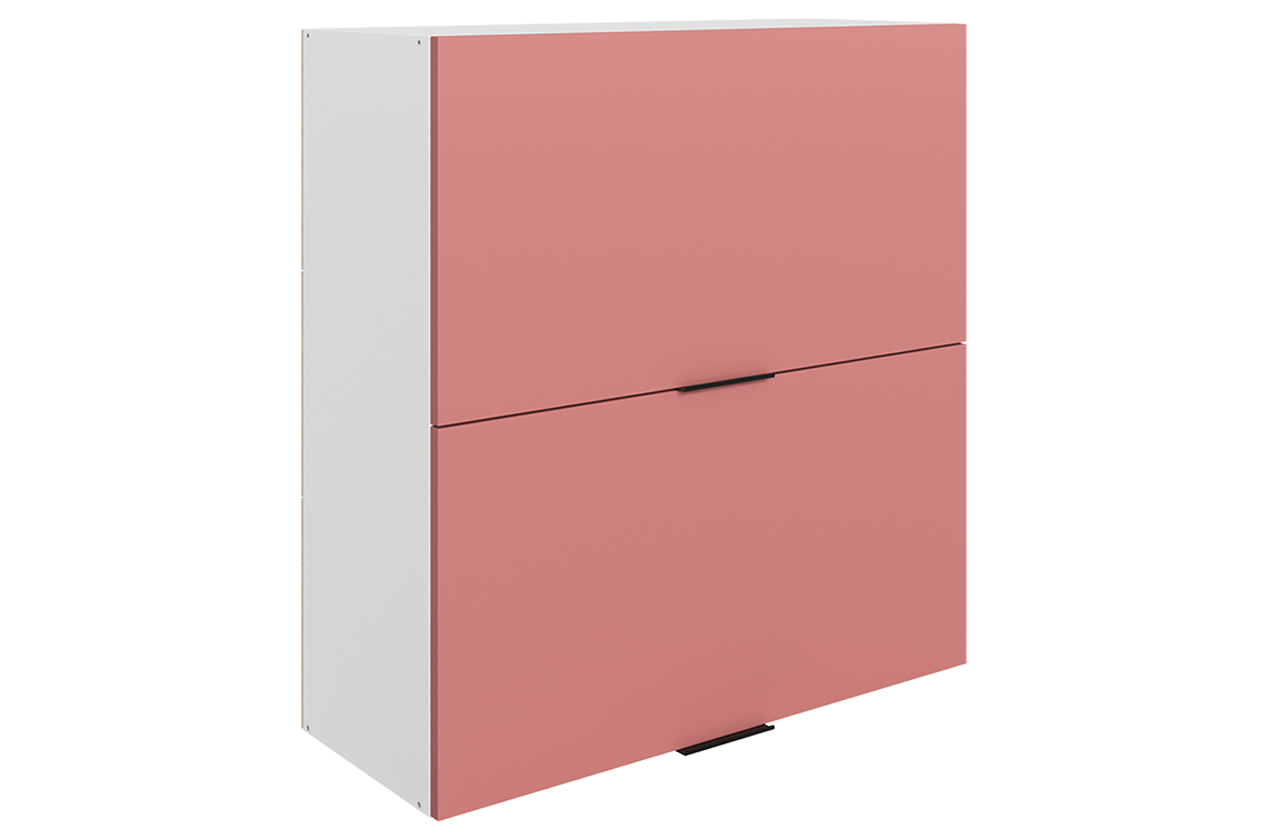 Стоун Шкаф навесной L800 Н900 (2 дв. гл. гориз.) (белый/берри софттач)