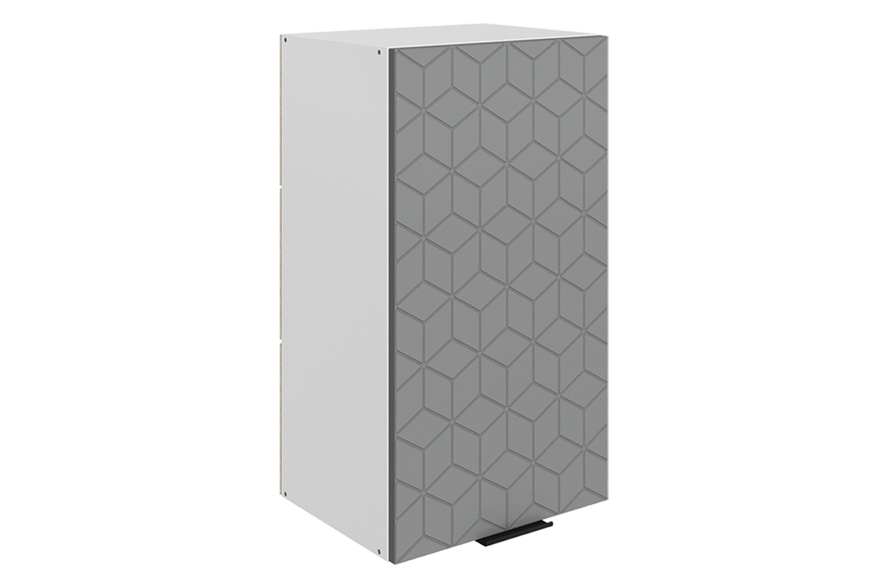 Стоун Шкаф навесной L400 Н720 (1 дв. гл.) с фрезеровкой (белый/оникс софттач)