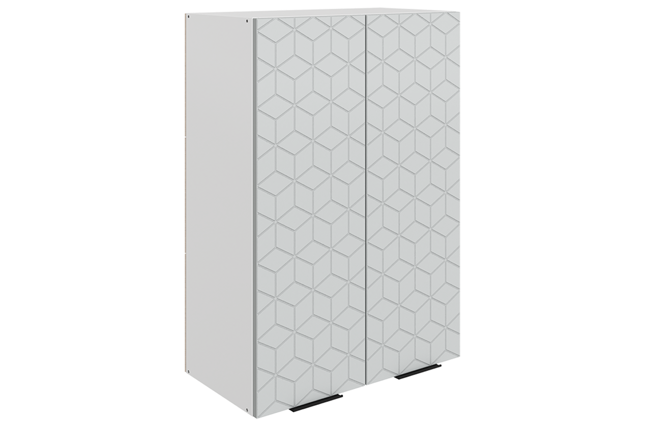 Стоун Шкаф навесной L600 Н900 (2 дв. гл.) с фрезеровкой (белый/лайт грей софттач)