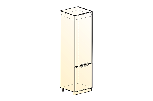 Яна Шкаф-пенал L600 под холодильник (2 дв.гл.) (белый/черный глянец)