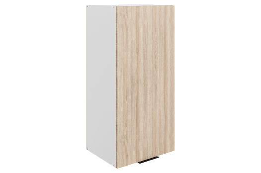 Стоун Шкаф навесной L400 Н900 (1 дв. гл.) (белый/кешью матовый)