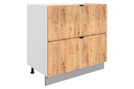 Бариста Шкаф рабочий L800 Старт (2 ящ.) (белый/дуб европейский матовый)