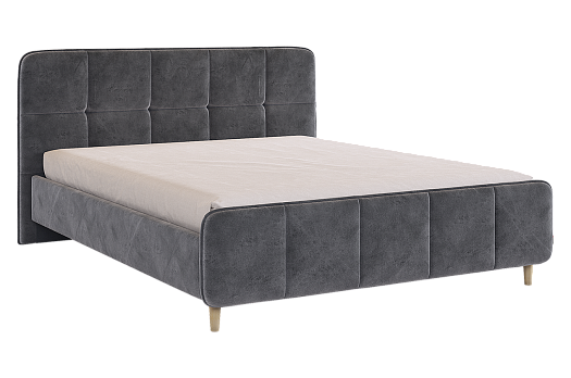 Кровать с основанием Грета 160х200 см (грей алькантара (велюр))