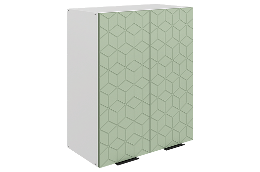 Стоун Шкаф навесной L600 Н720 (2 дв. гл.) с фрезеровкой (белый/полынь софттач)
