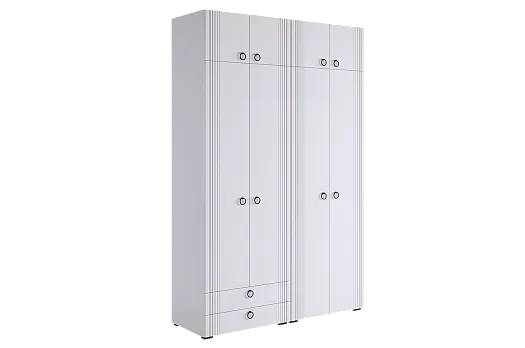 Шкаф четырехдверный "Ева К1" (белое дерево/белый матовый)