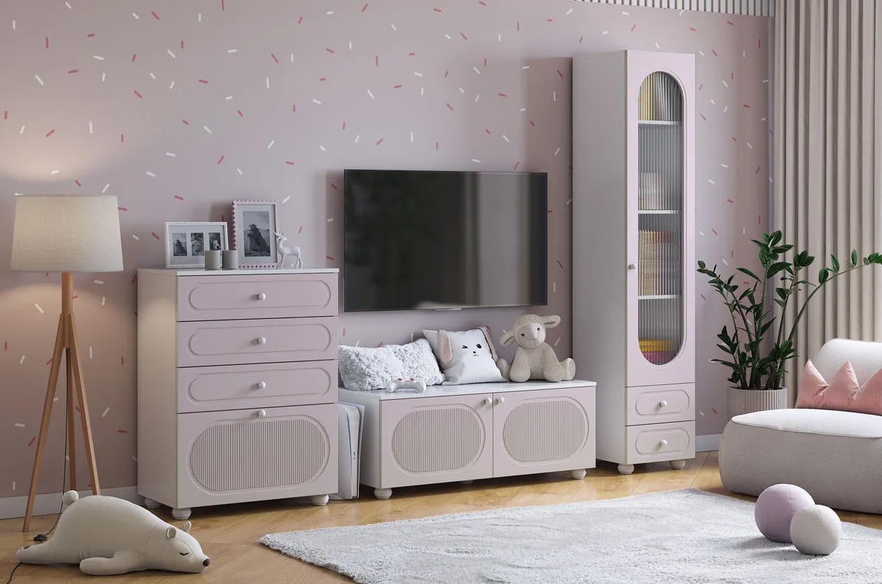 Гостиная "Милана К1" (белое дерево/сакура)