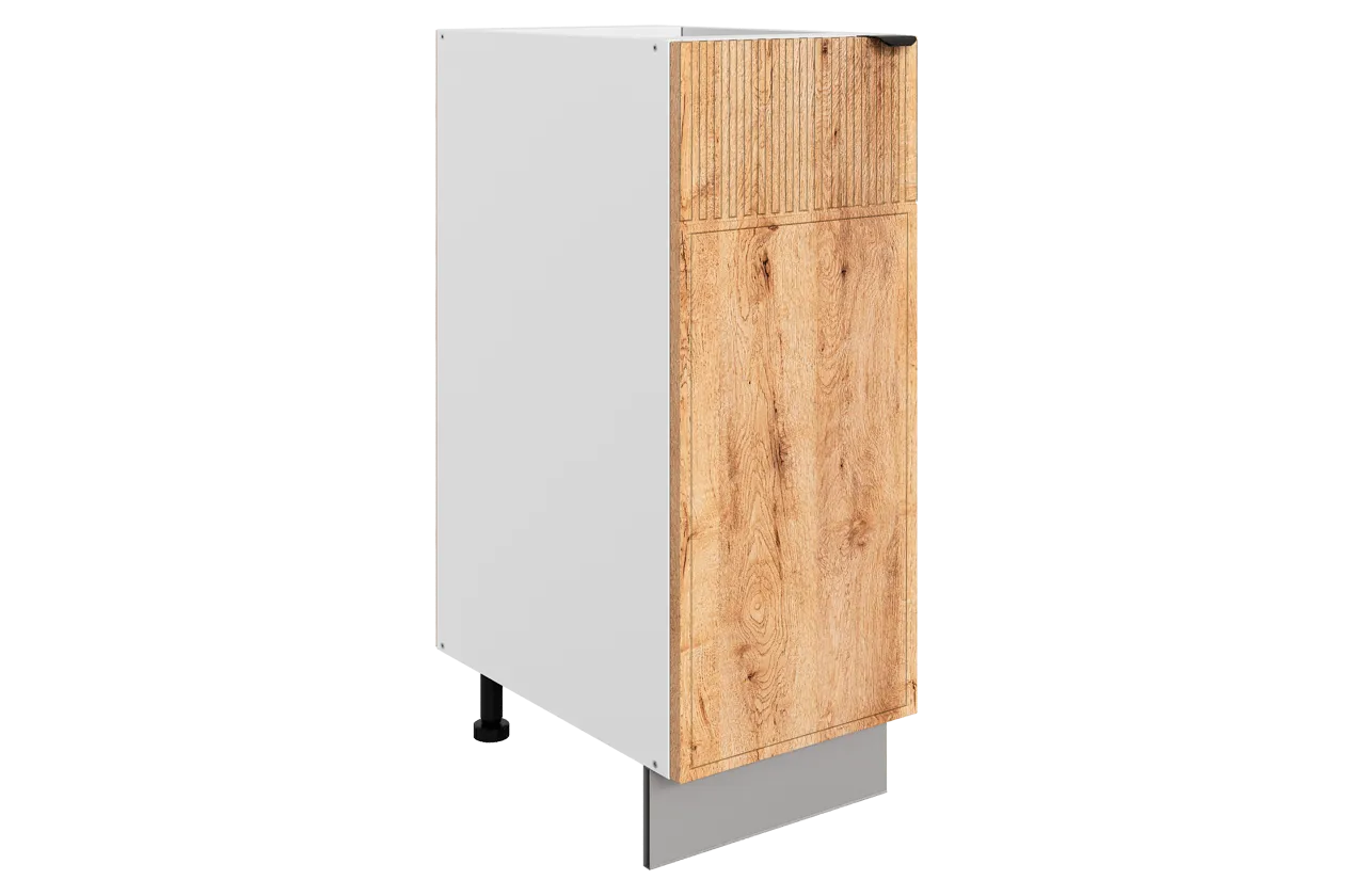 Бариста Шкаф рабочий L300 (1 дв. гл.) (правый) (белый/дуб европейский матовый)