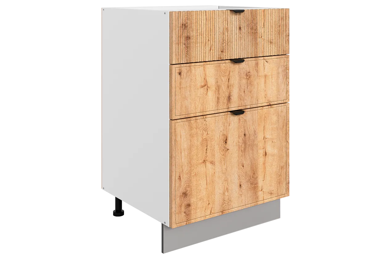 Бариста Шкаф рабочий L500 Старт (3 ящ.) (белый/дуб европейский матовый)