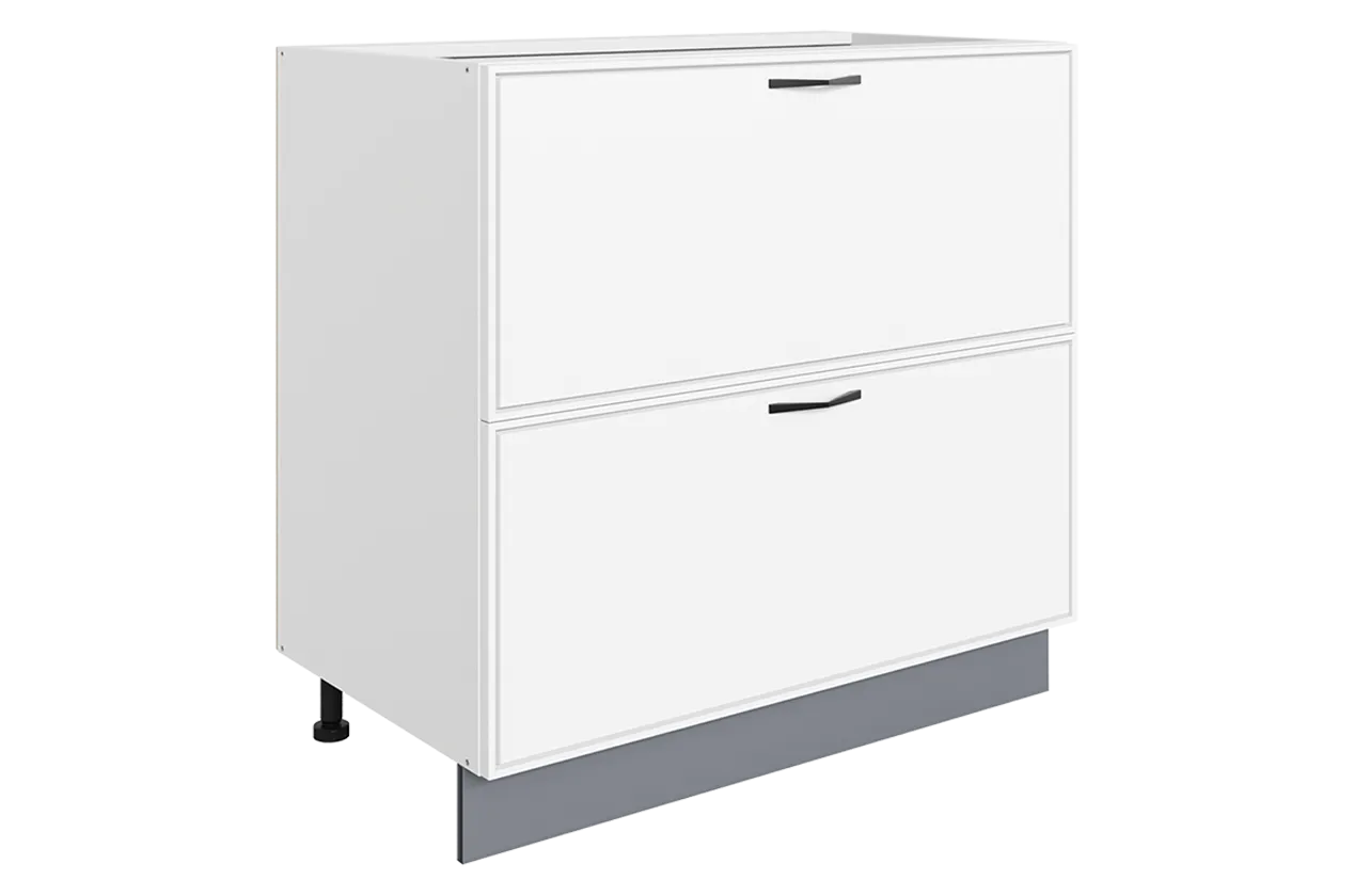 Монако Шкаф рабочий L800 Старт (2 ящ.) (белый/милк матовый)