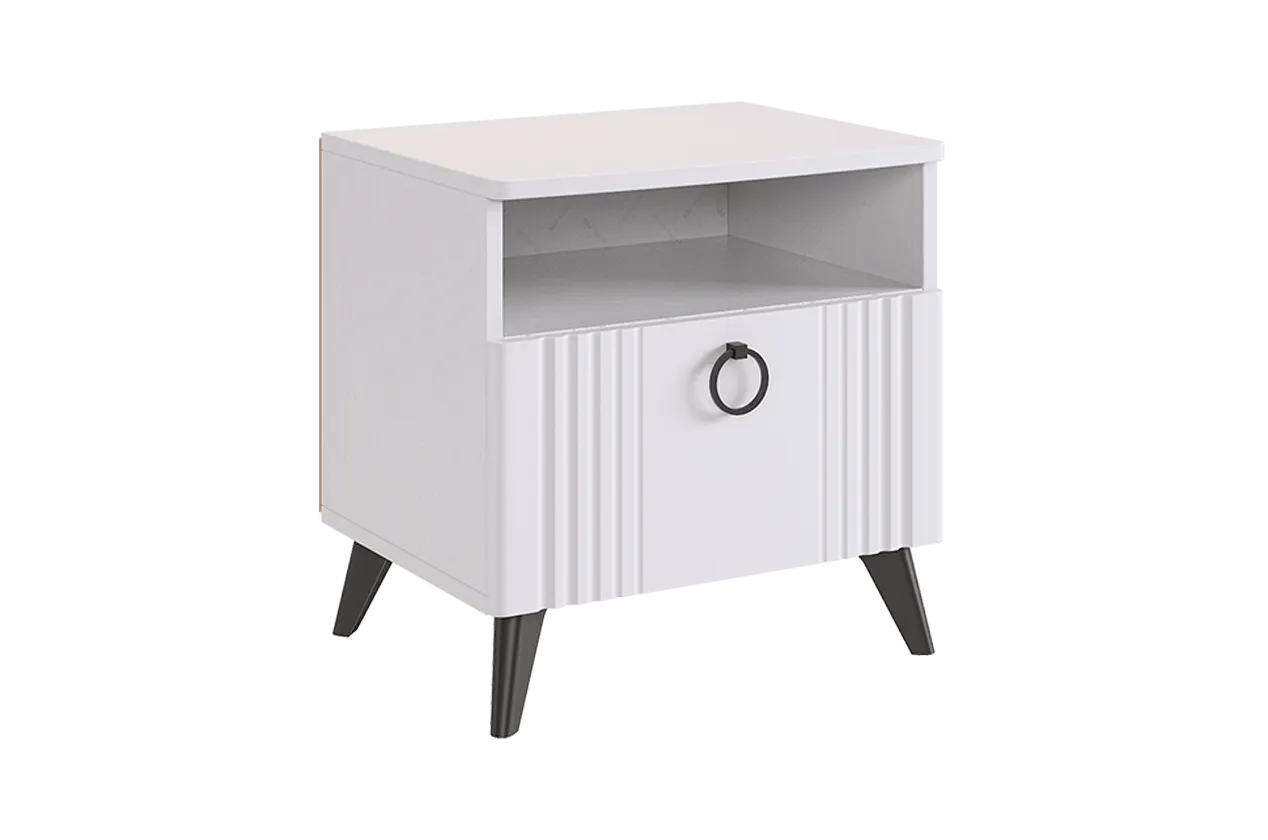 Ева Тумба прикроватная (белое дерево/белый матовый)