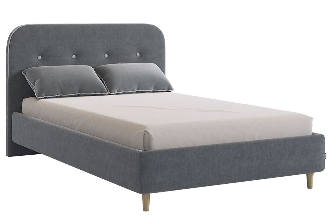 Кровать с основанием Лео 120х200 см (графит (велюр)/галька (велюр))