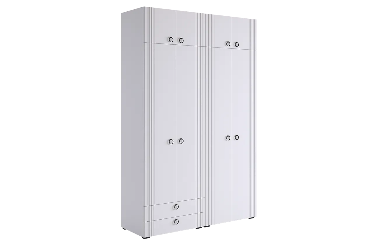 Шкаф четырехдверный "Ева К1" (белое дерево/белый матовый)