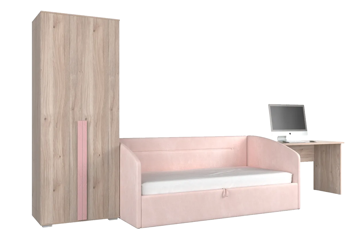 Комплект детской мебели Лайк К3 (дуб мария/роуз/нежно-розовый (велюр))