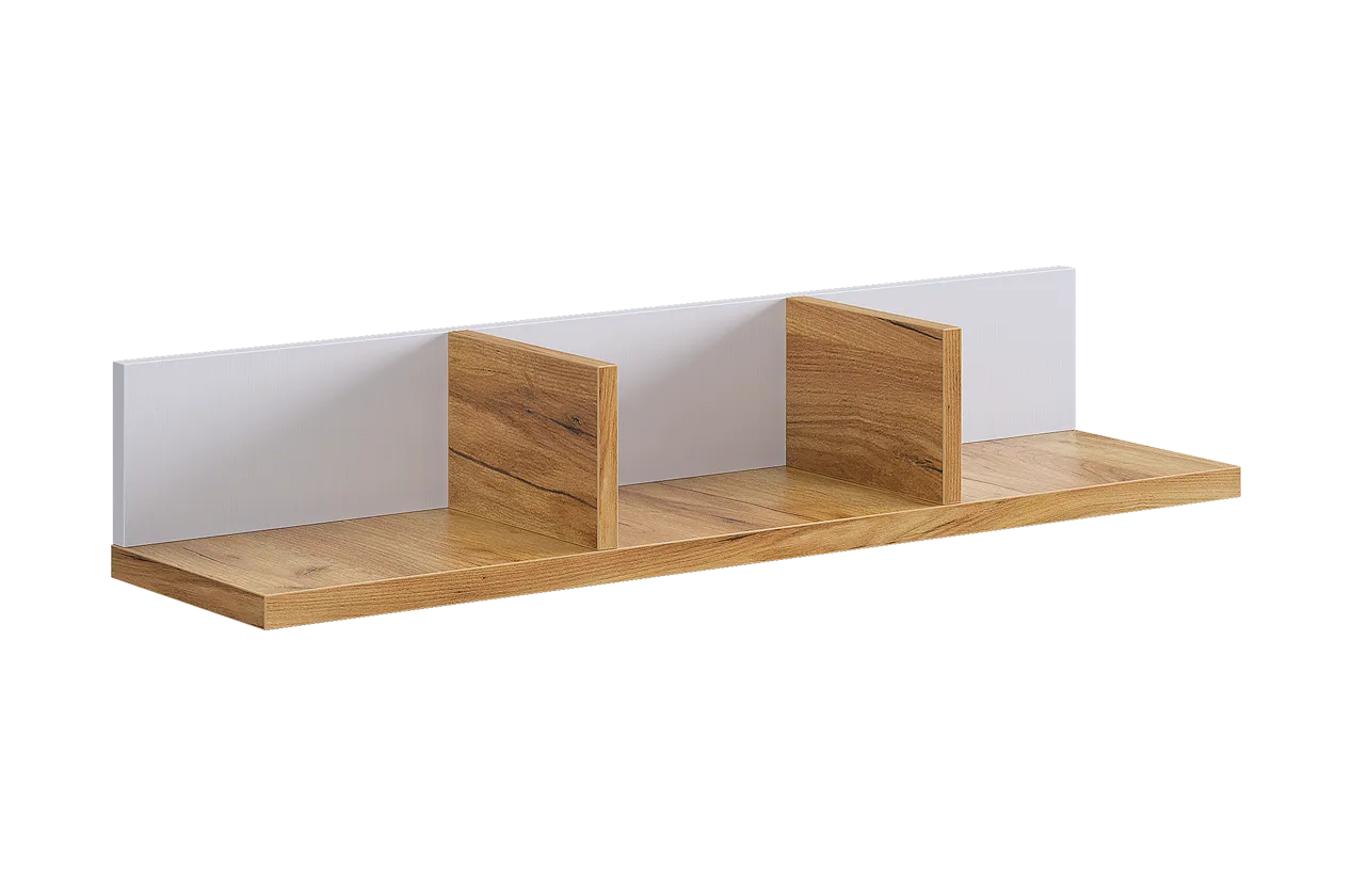 Полка навесная 2 Хюгге (белое дерево/дуб крафт золотой)