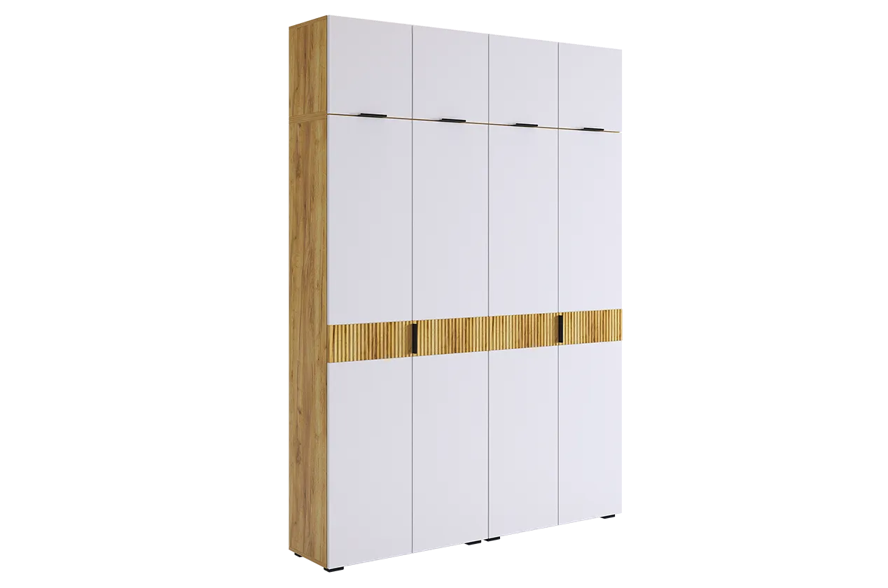 Шкаф четырехдверный "Бери К1" (дуб крафт золотой/белое дерево)